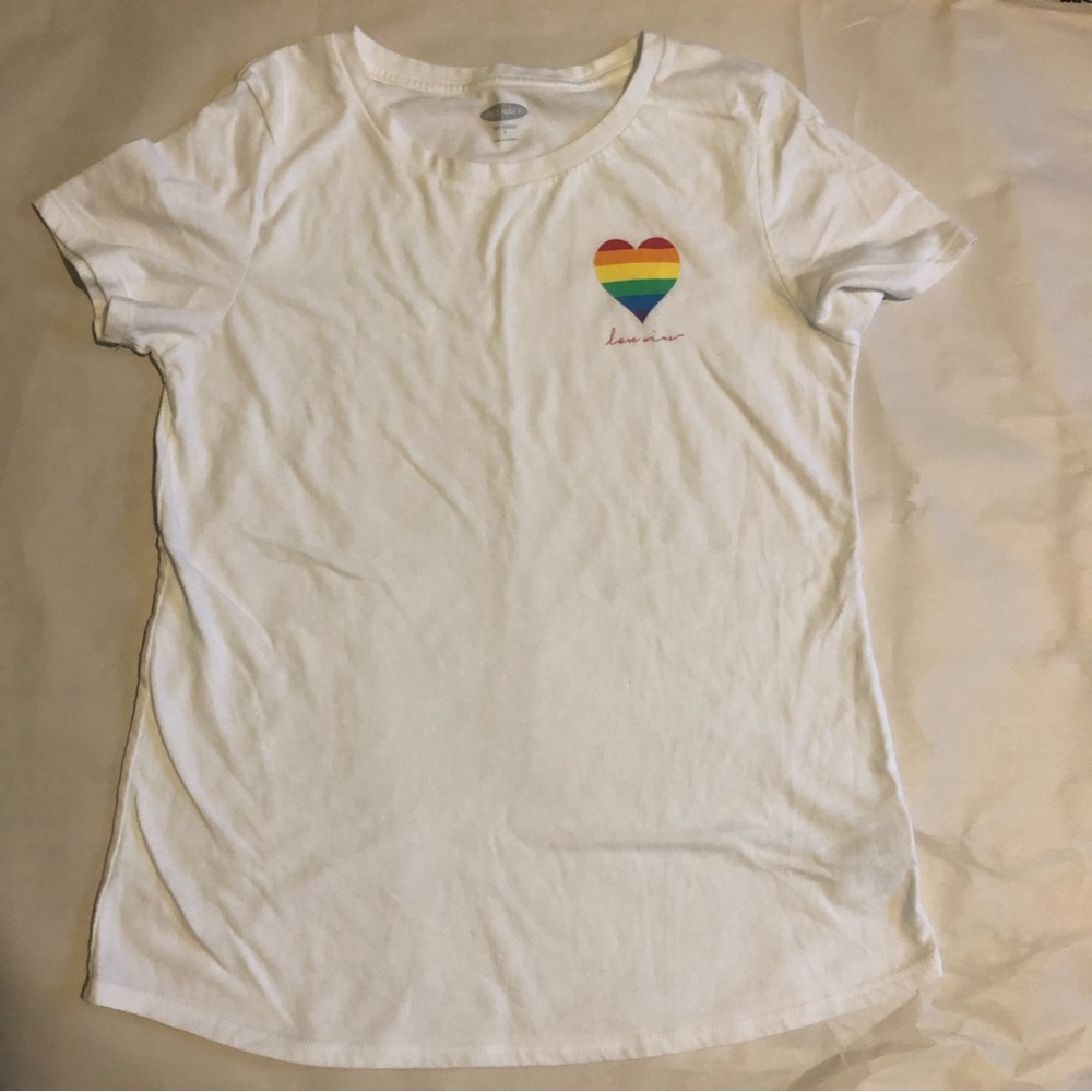 ❤️Old Navy Love Wins Pride White Rainbow T-shirt Size S